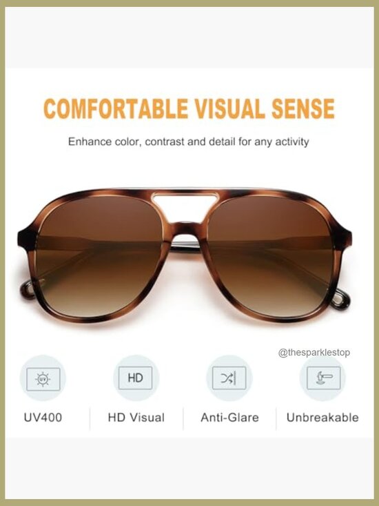 Polarized Aviator Sunglasses with UV400 Protection, Polycarbonate Frames
